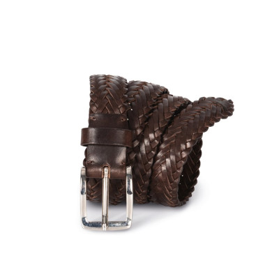 Leather plaited belt